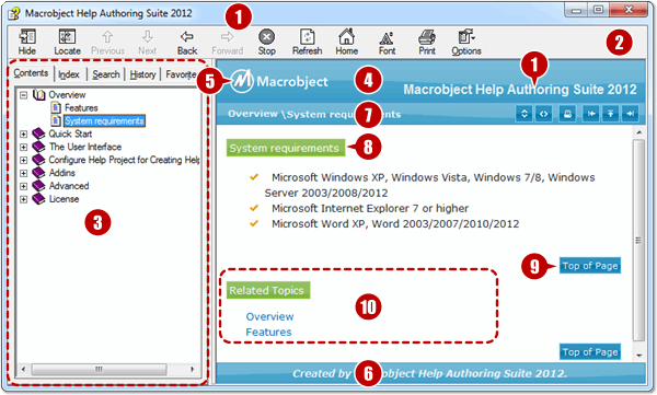Screenshot and quick reference for Classic CHM Help – Default template