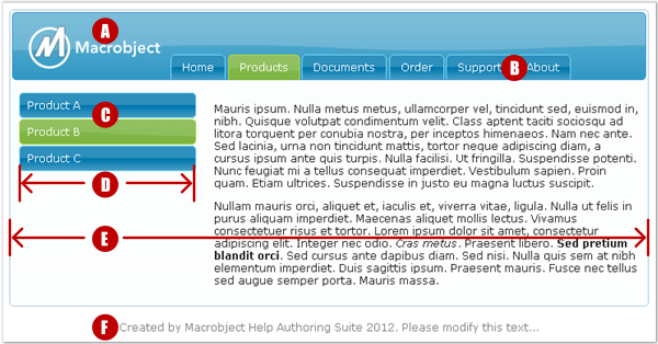 Screenshot and quick reference for Web Site – Default template