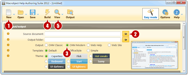 Steps for creating Modern CHM Help / Unicode CHM Help in easy mode.