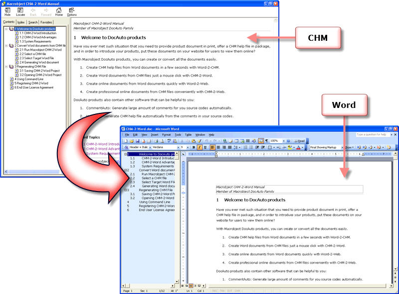 Macrobject CHM-2-Word 2007 Professional screen shot